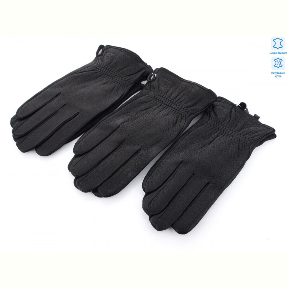 Перчатки RuBi S103М шкіра оленя-хутро black