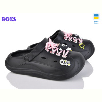 Кроксы Roks 160 чорний-рожевий шнурок