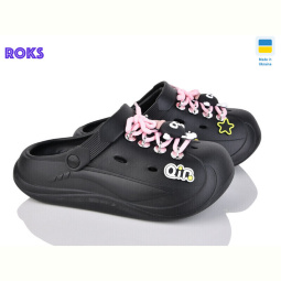 Кроксы Roks 160 чорний-рожевий шнурок