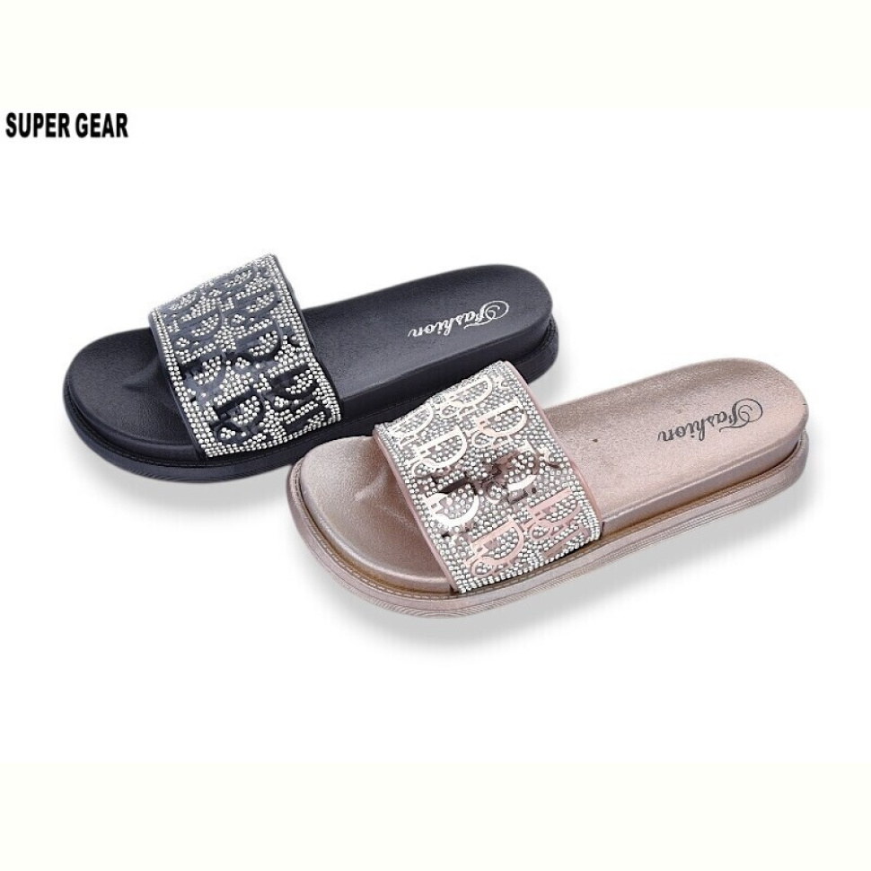 Шлепки Super Gear 01-888 black-rose mix Шлепки Super Gear 01-888 black-rose mix