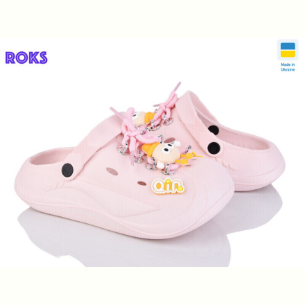 Кроксы Roks 160 пудра рожевий шнурок