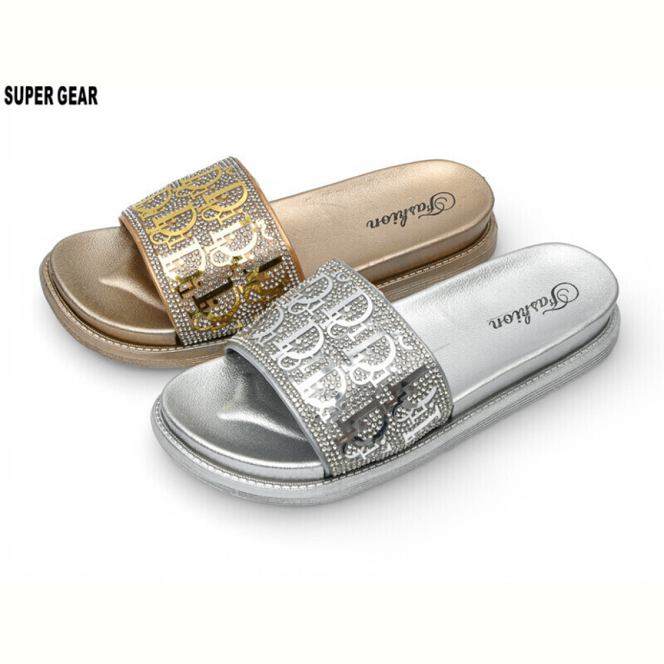 Шлепки Super Gear 02-888 gold-silver mix
