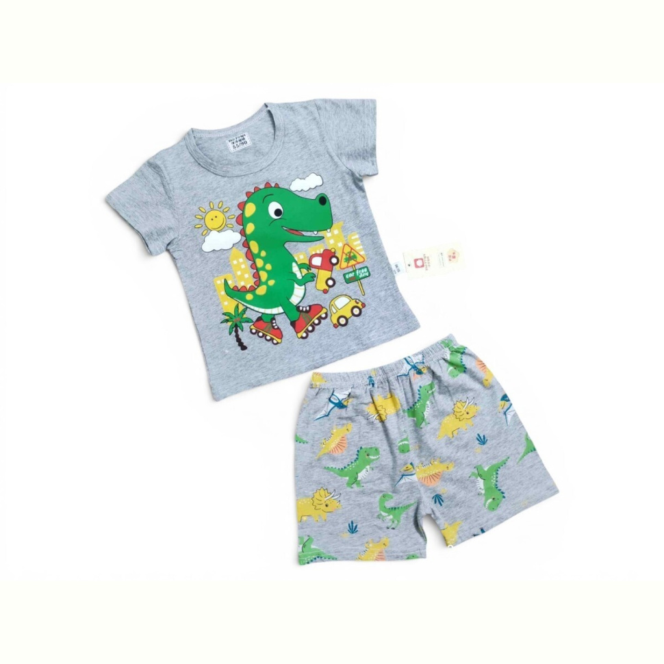 Костюм Kids-modnik 2619 комплект футболка-шорти динозавр сірий