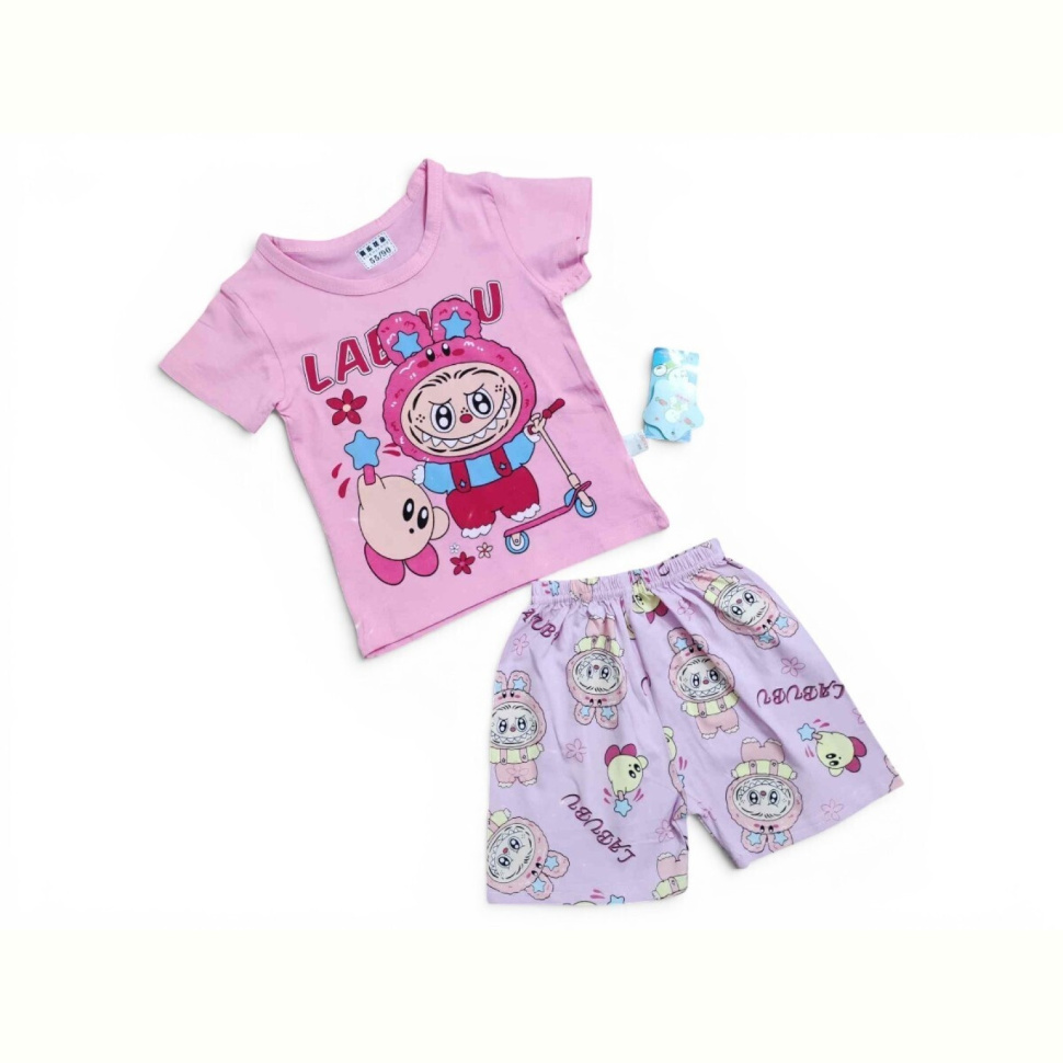 Костюм Kids-modnik 2619 комплект футболка-шорти рожево-фіолетовий