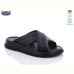 Шлепки Garti 0112 чорна шкіра