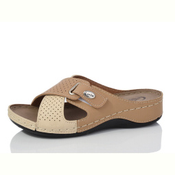 Шлепки Sali-2 D106 beige-d.beige