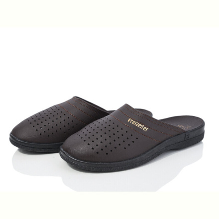 Шлепки Inblue UNQ кож-зам т.коричневий