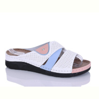 Шлепки Sali-2 203-11 білий-блакит.к.