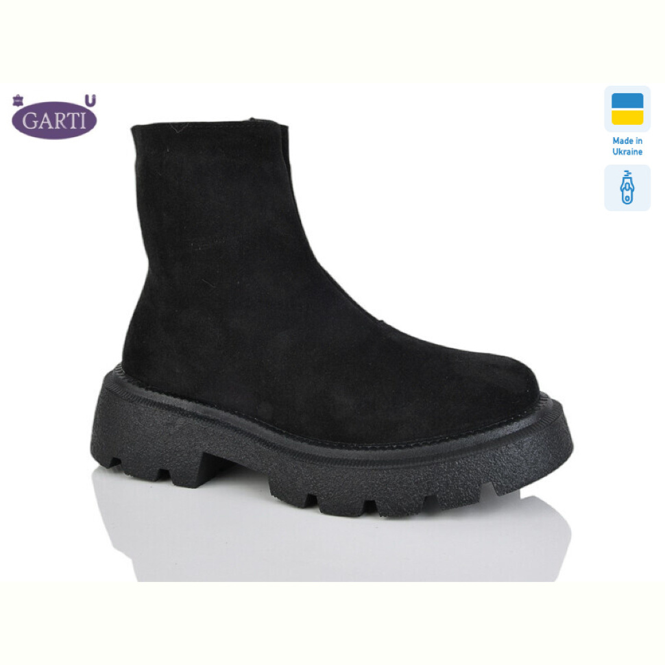 Ботинки Garti 6725 чорний замш байка