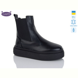 Ботинки Garti 0184 чорна шкіра