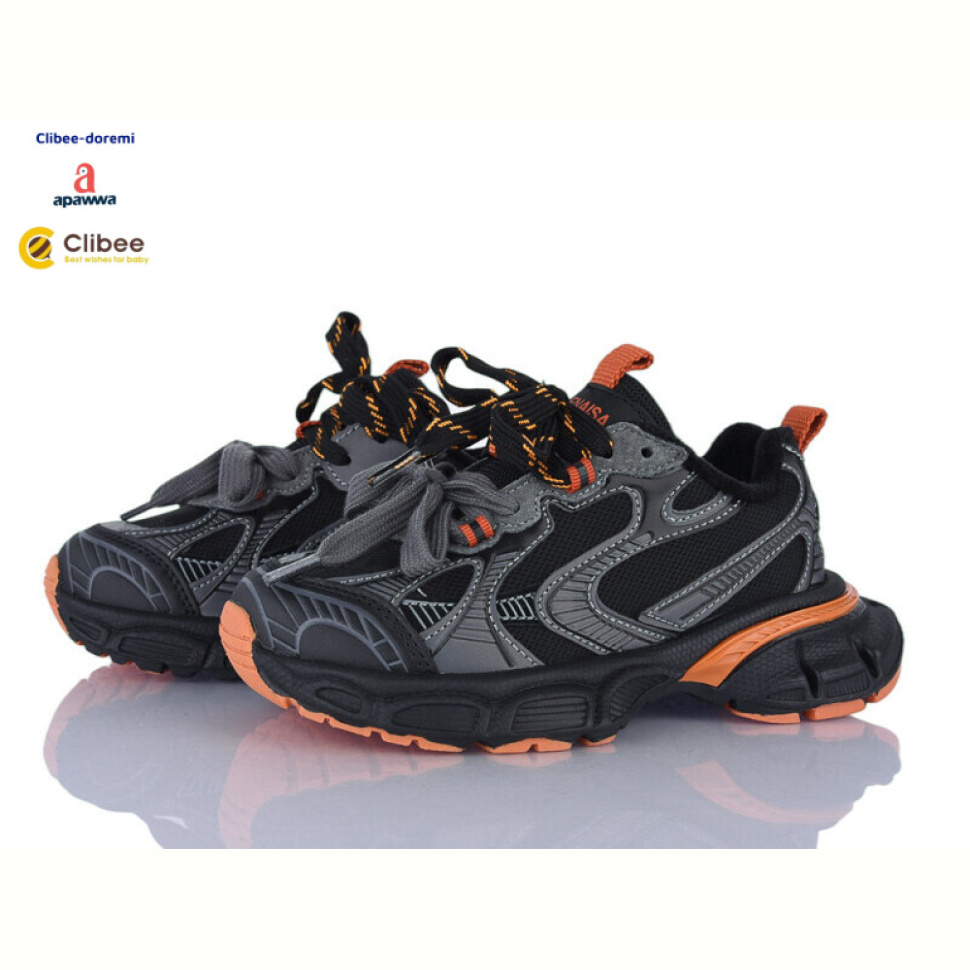 Кроссовки Clibee-Doremi A503139 black-orange фліс Кроссовки Clibee-Doremi A503139 black-orange фліс