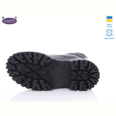 Ботинки Garti 361 Чорна шкіра байка