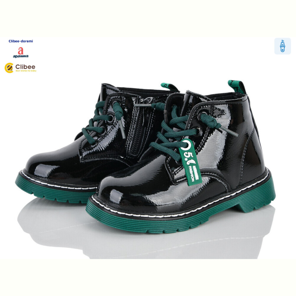 Ботинки Clibee-Doremi ABC(P)708-1 black-green фліс