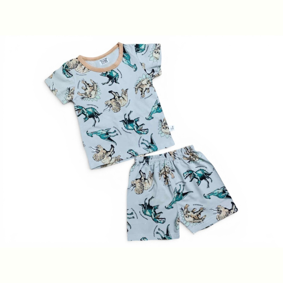 Костюм Kids-modnik 2619 комплект футболка-шорти динозавр св.сірий