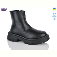 Ботинки Garti 6725 чорна шкіра хутро