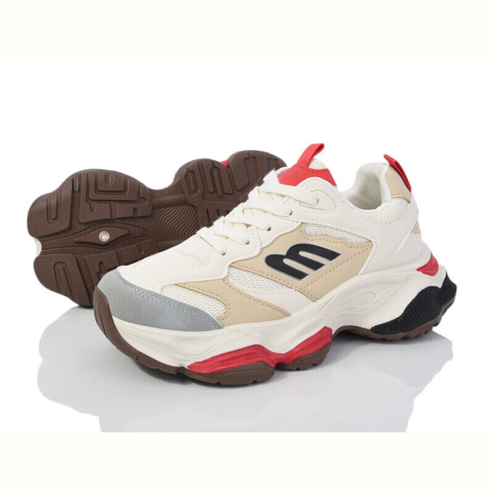 Кроссовки Violeta 149-39 beige-red