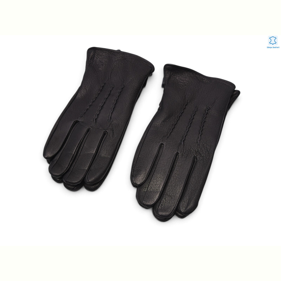 Перчатки RuBi F1-1 black шкіра олень махра