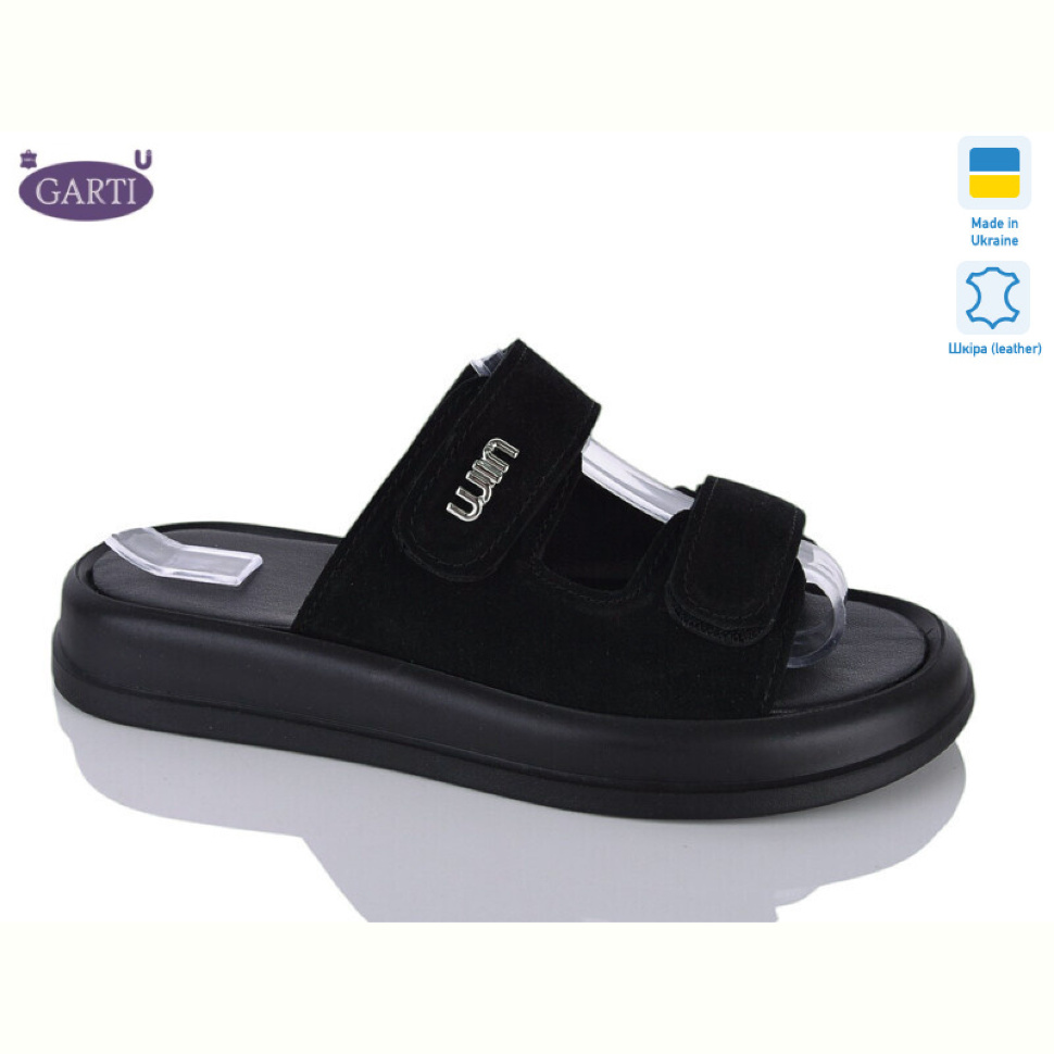 Шлепки Garti 0115 чорний замш