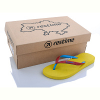 Шлепки Restime MWL20001 yellow-red