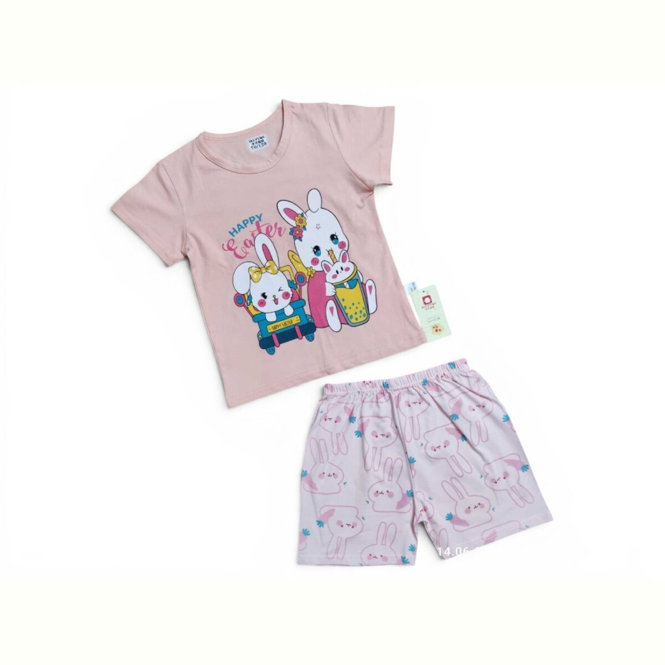 Костюм Kids-modnik 2620 комплект футболка-шорти персиковий