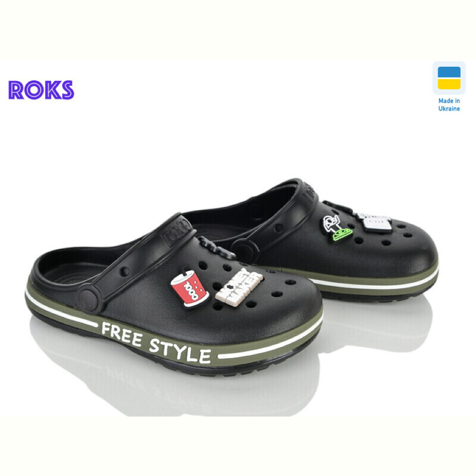 Кроксы Roks 329 чорний хакі