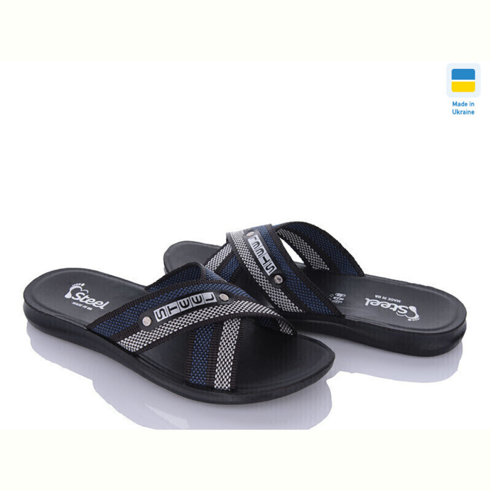 Шлепки DeMur TRK 007 black-grey-blue new