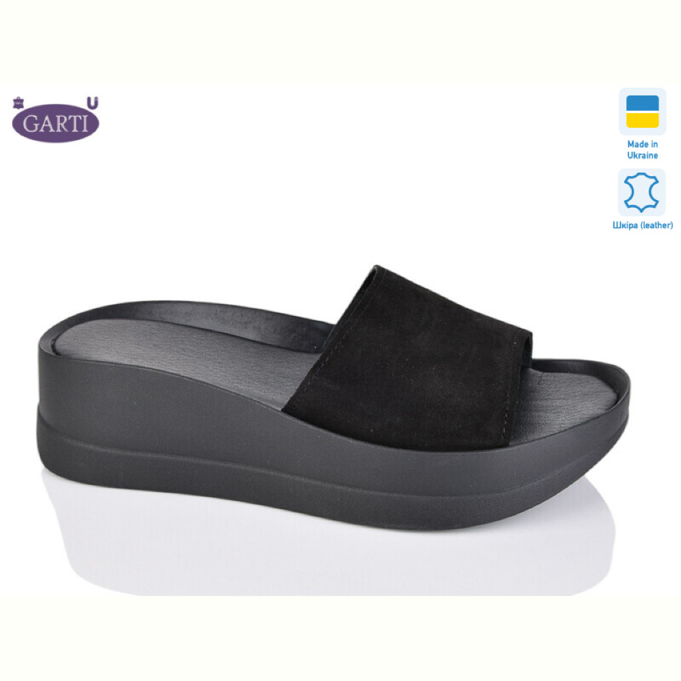 Шлепки Garti 0133 чорний замш