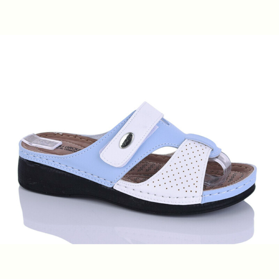 Шлепки Sali-2 209-11 білий-блакит.к.