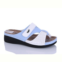 Шлепки Sali-2 209-11 білий-блакит.к.