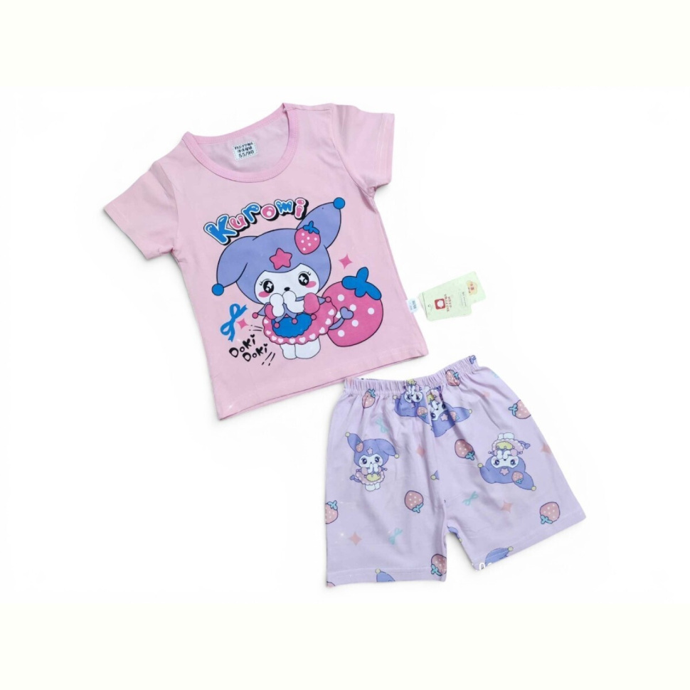 Костюм Kids-modnik 2619 комплект футболка-шорти пудровий