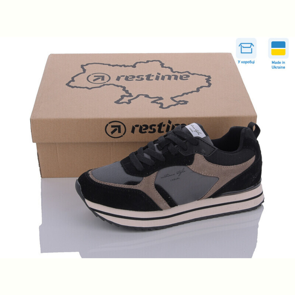 Кроссовки Restime JWB24031 black-beige Кроссовки Restime JWB24031 black-beige
