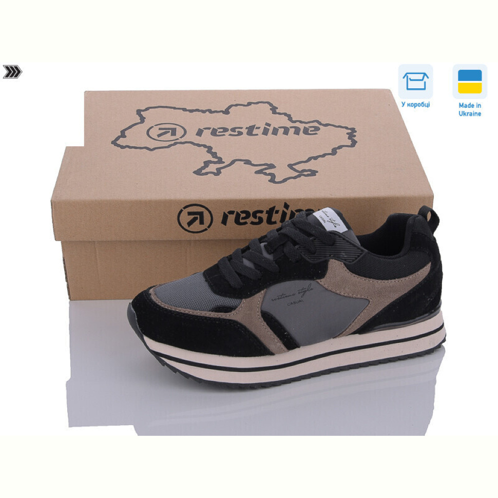 Кроссовки Restime JWB24031 black-beige Кроссовки Restime JWB24031 black-beige