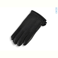Перчатки Королева GN09-09М шкіра оленя подвійне хутро black