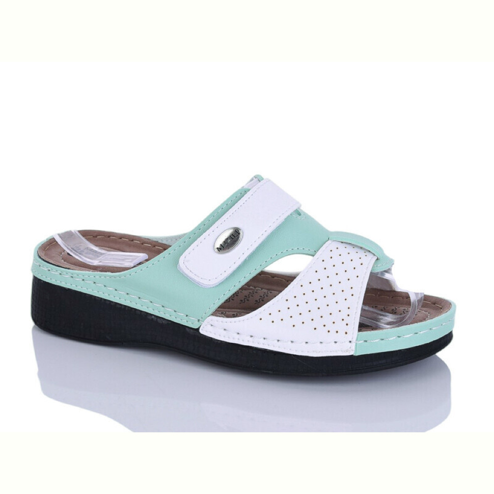 Шлепки Sali-2 209-11 білий-зелений к.