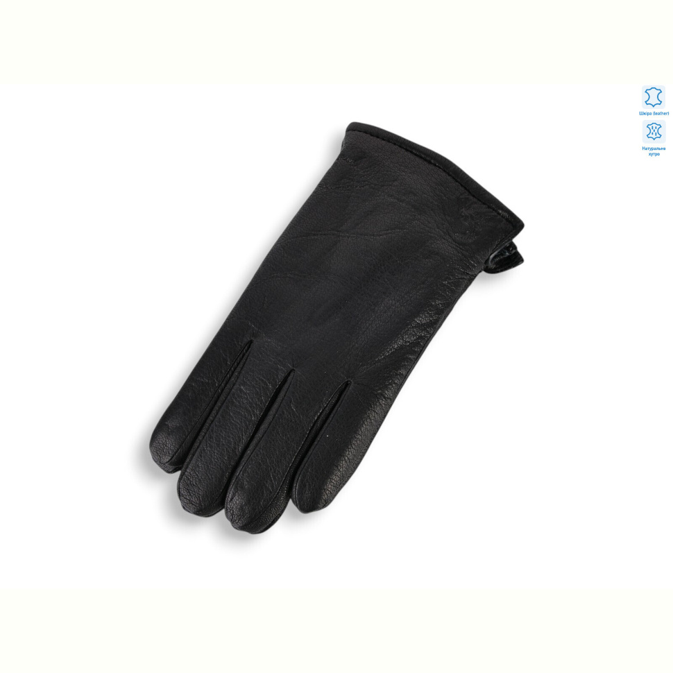 Перчатки Королева GN09-01М шкіра оленя подвійне хутро black Перчатки Королева GN09-01М шкіра оленя подвійне хутро black