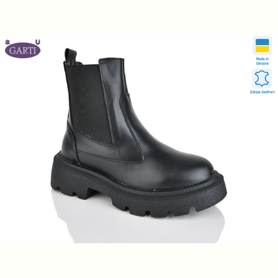 Ботинки Garti 367 чорна шкіра хутро