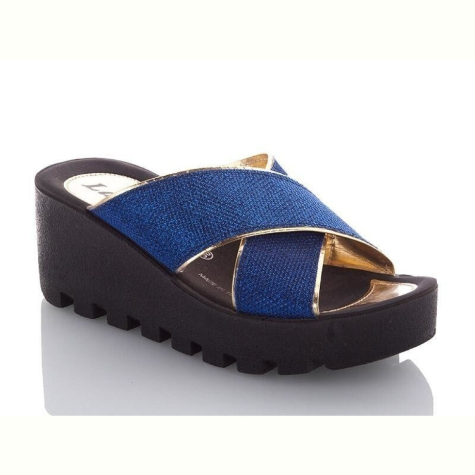 Шлепки DeMur W777-19 blue-gold