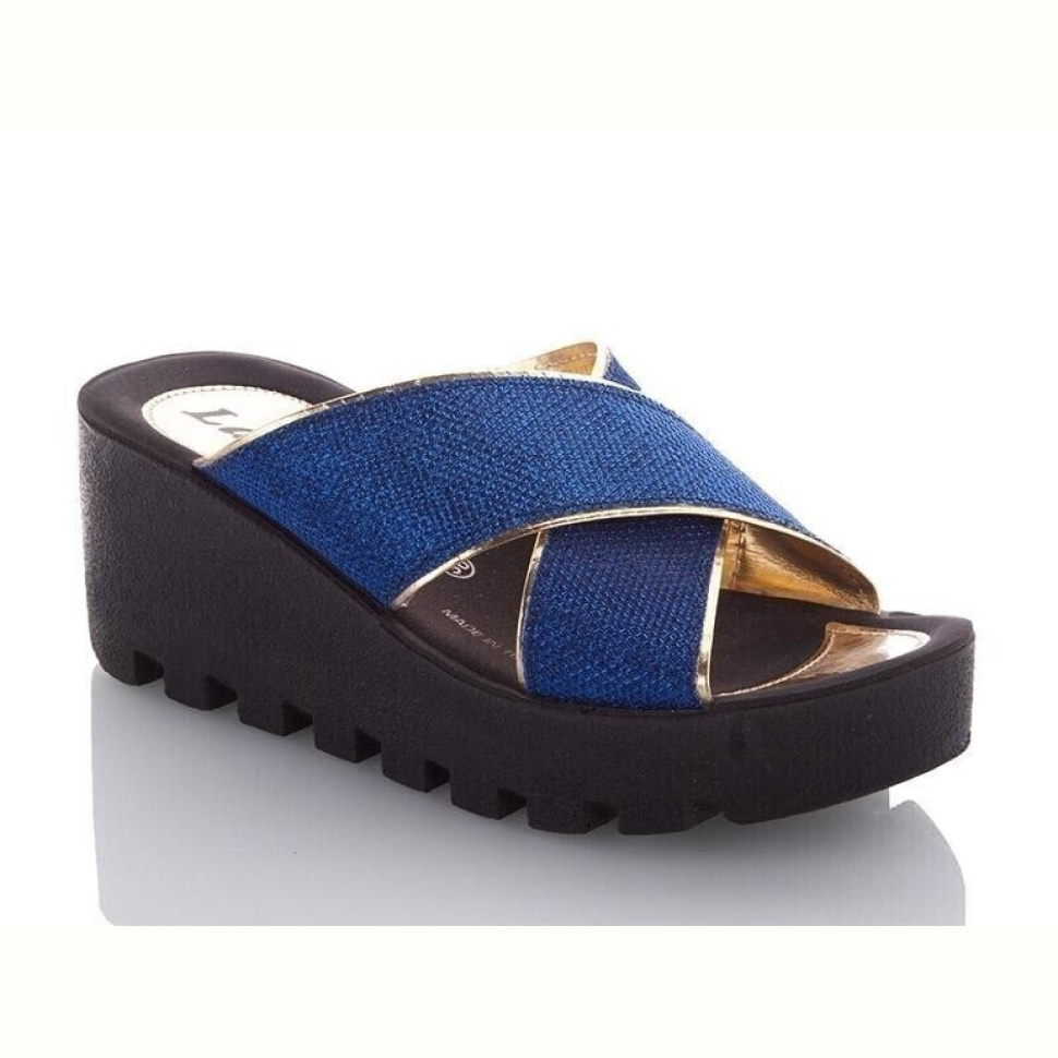Шлепки DeMur W777-19 blue-gold