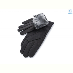 Перчатки RuBi 1 black шкіра олень махра