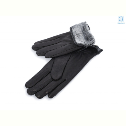 Перчатки RuBi 2 black шкіра олень махра