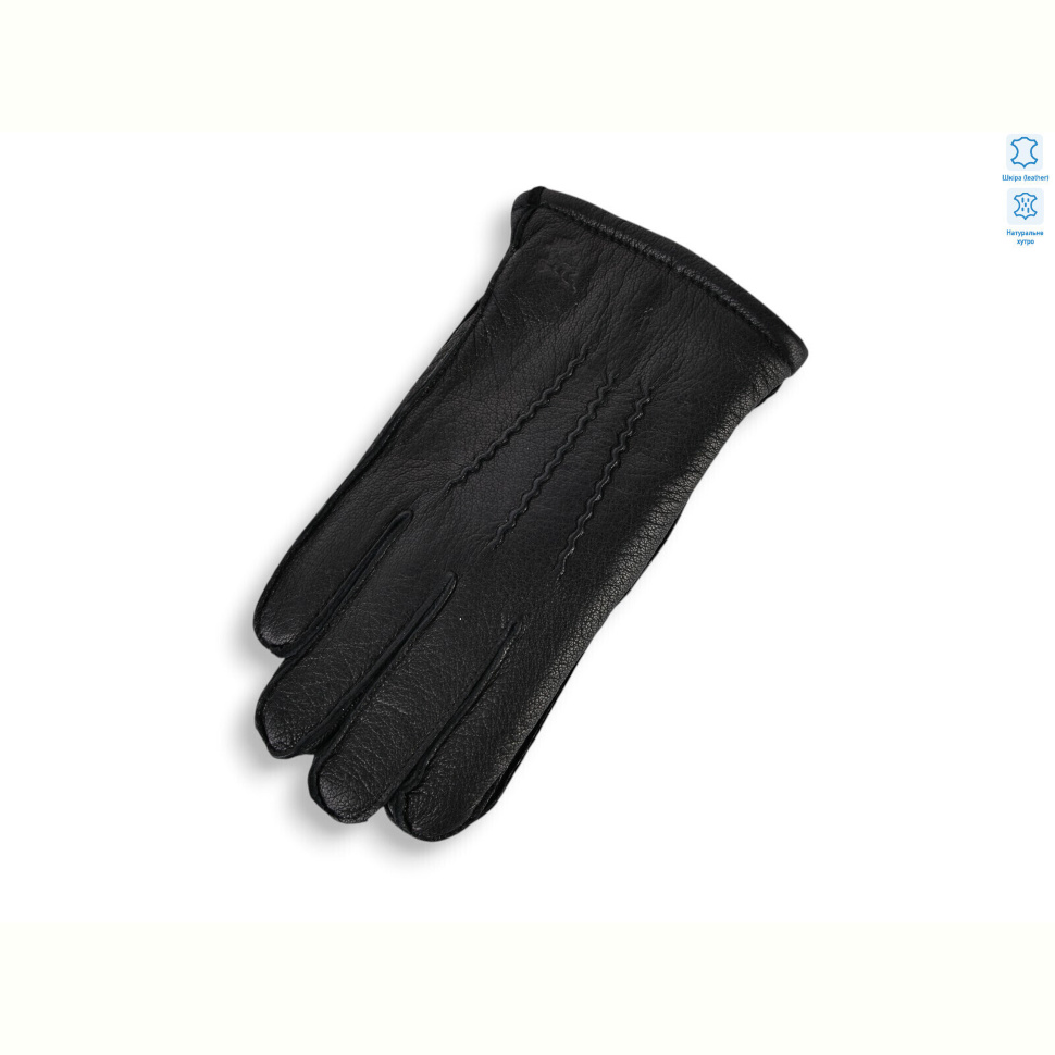 Перчатки Королева BM0536М шкіра оленя хутро black Перчатки Королева BM0536М шкіра оленя хутро black