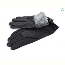 Перчатки RuBi 4 black шкіра олень махра