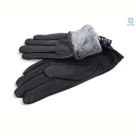 Перчатки RuBi 4 black шкіра олень махра