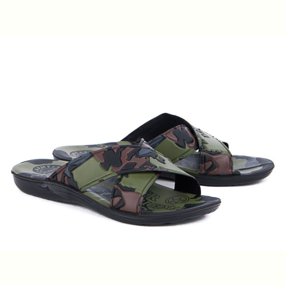 Шлепки Selena камуфляж тапок зеленый