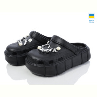 Кроксы Golden Lion 152-2-2 ланцюжки чорний