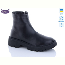 Ботинки Garti 6723 чорна шкіра хутро