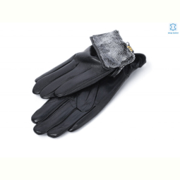 Перчатки RuBi 4 black шкіра кози махра