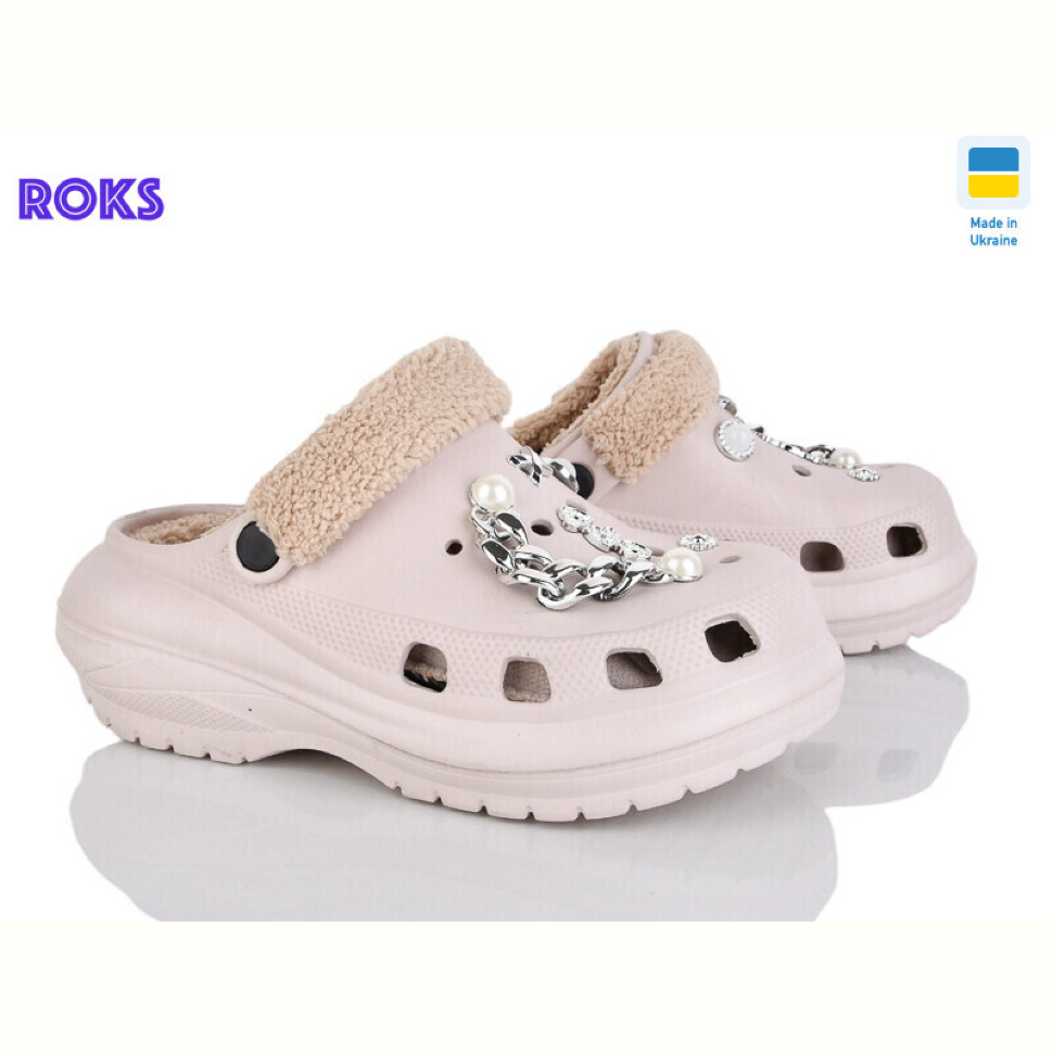 Кроксы Roks 1410 бежевий мех