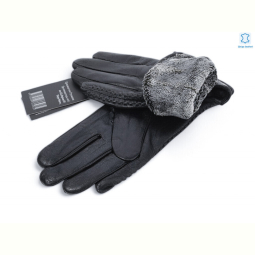 Перчатки RuBi 718 black шкіра кози махра