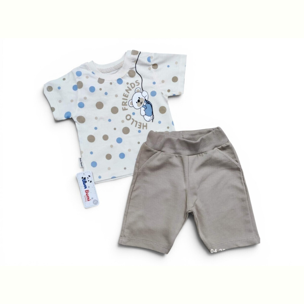 Костюм Kids-modnik 2610 комплект для малюків футболка-шорти капучіно